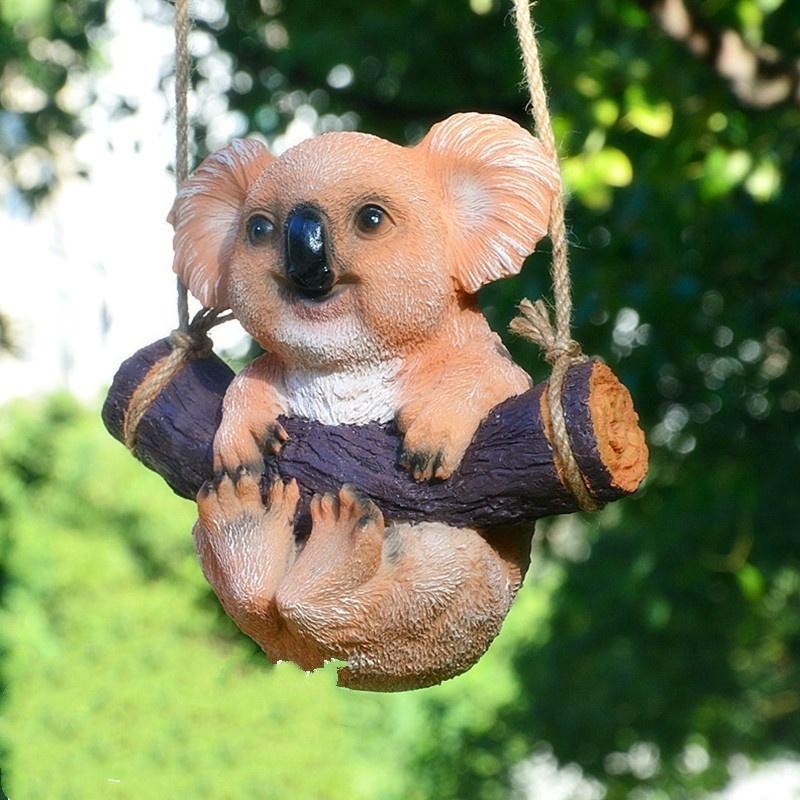 Krásná Houpající se Koala Medvěd Panda Veverka ZOO Závěsná Socha Venkovní Figurky pro Patio Dvůr Zahradní Dekorace Řemesla