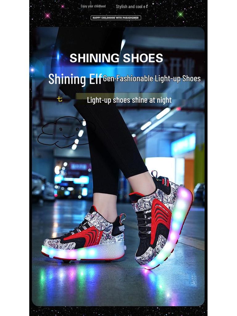 LED Light-Up Roller Shoes: Single/Double Wheel Wheeled Skates for Students