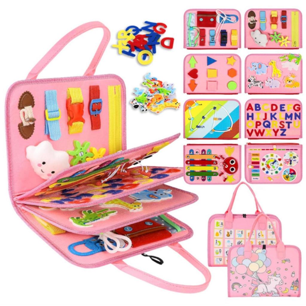 Soft Felt Learning Busy Board | Fine Motor Skills Development, Portable unfolds Design Style 1