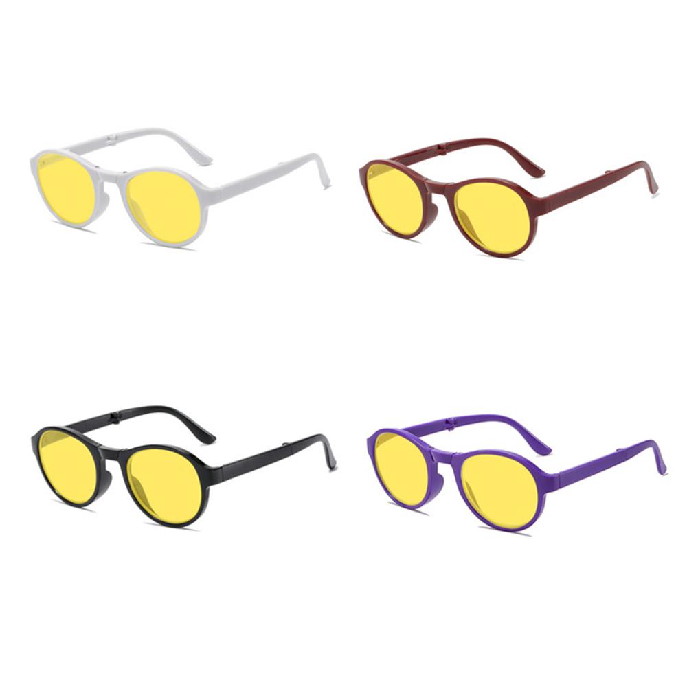 New Foldable Night Vision Glasses for Driving with Box for Men Women Round Ultralight Blue Light Blocking Eye Protection Eyewear