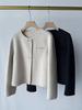 Kleine Handgefertigte Rundhalsjacke aus Wolle und Kaschmir - Doppelseitige Kurze Jacke