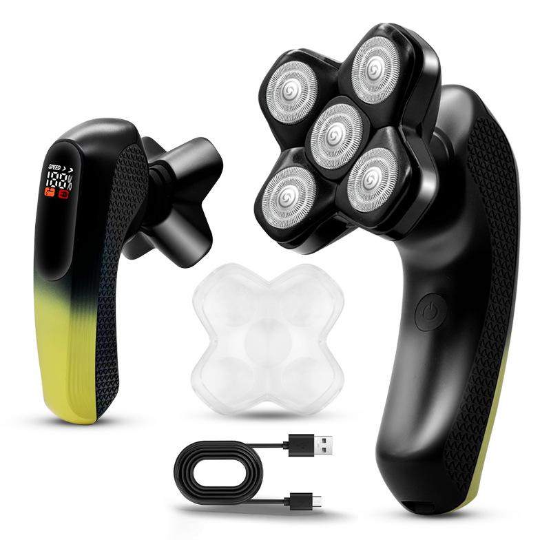 5D Magnetic Electric Shaver: Water-Washable, Five-Head Beard and Bald-Head Grooming Tool. Floating Blade Head