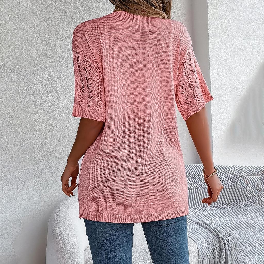 Pulover de damă, primăvară, vară, carouri, cardigan elegant cu decolteu în V Topuri tricotate largi