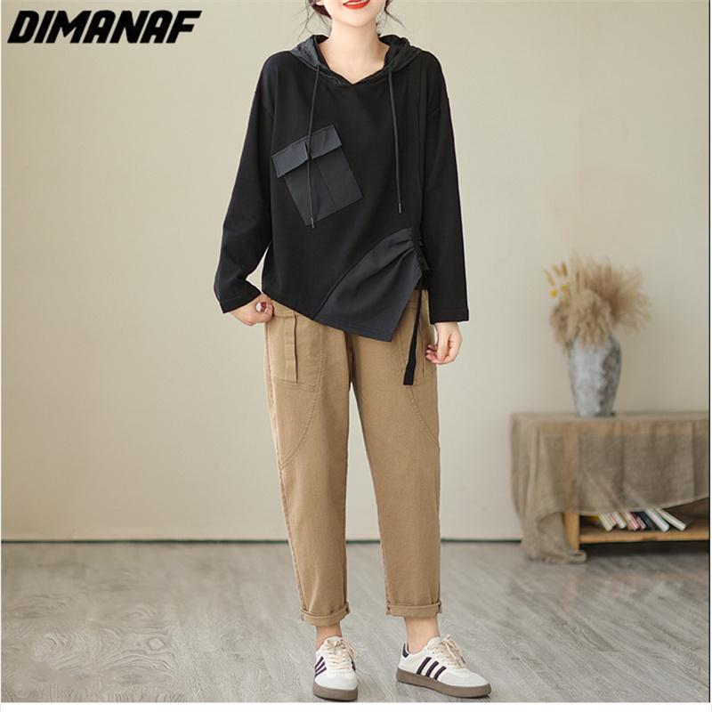 DIMANAF 2023 Plus Größe Pullover Pullover Herbst Oversize Frauen Muster Asymmetrische Pullover Feste Volle Hülse Stricken Lose Pullover