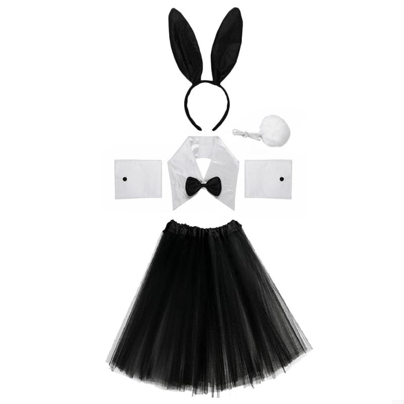 AXYD Rabbit Costume Easter Bunny Costume Set Bunny Cosplay Headband Tail Collar