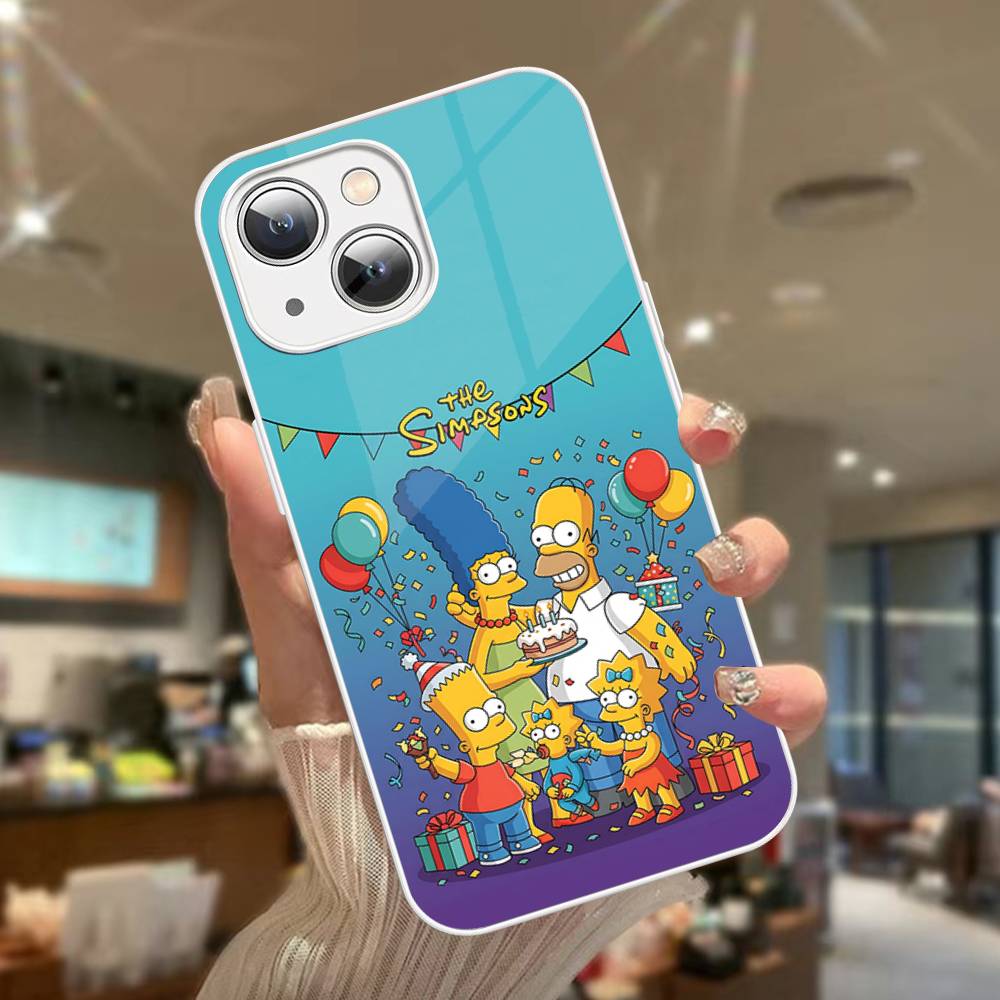 Cartoon The S-Simpsons Tempered Glass For Iphone 14 13 12 11 Pro Mini XS MAX 14Plus X XS XR Cover
