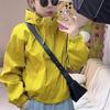 Fashion Hooded Short Jacket Women Streetwear Double Zipper Coat Casual Top Loose Outerwear Students Jackets Spring Autumn