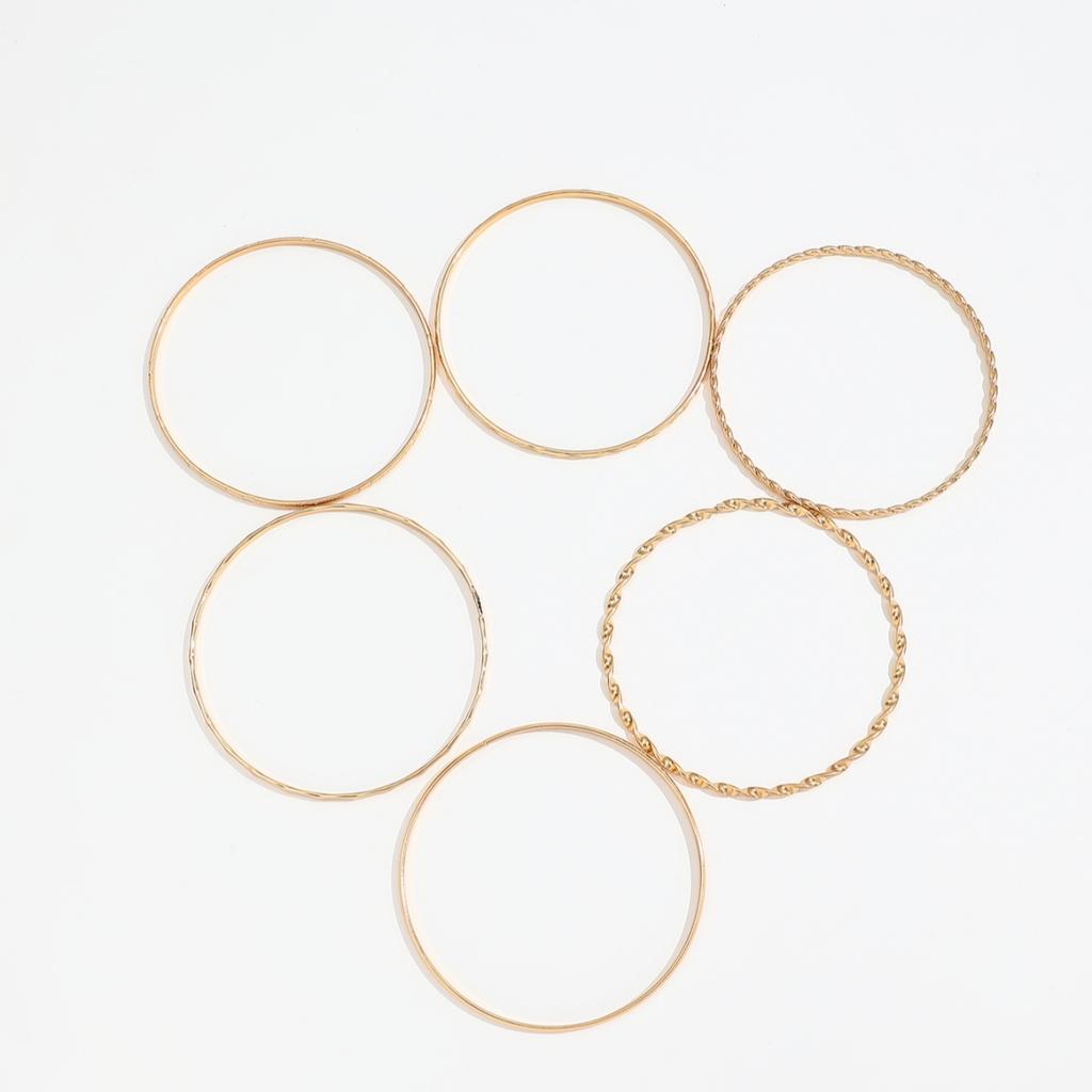 6Pcs/Set New Simple Gold Color Multilayer Bracelets Set For Women Fashion Twist Smooth Surface Bangle Jewelry Party Gift