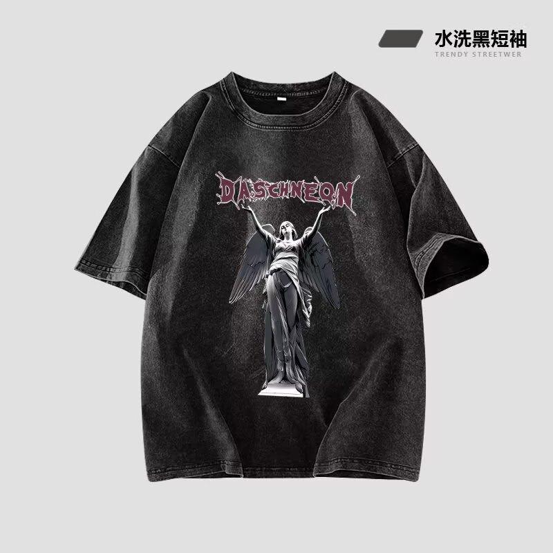 

Men S Fashion Cool Short-Sleeved T-Shirt Men Ins Tide Brand In Europe And The United States Hip-Hop Wind Round Neck Bottoming Shirt Shirt Shirt M сірий колір