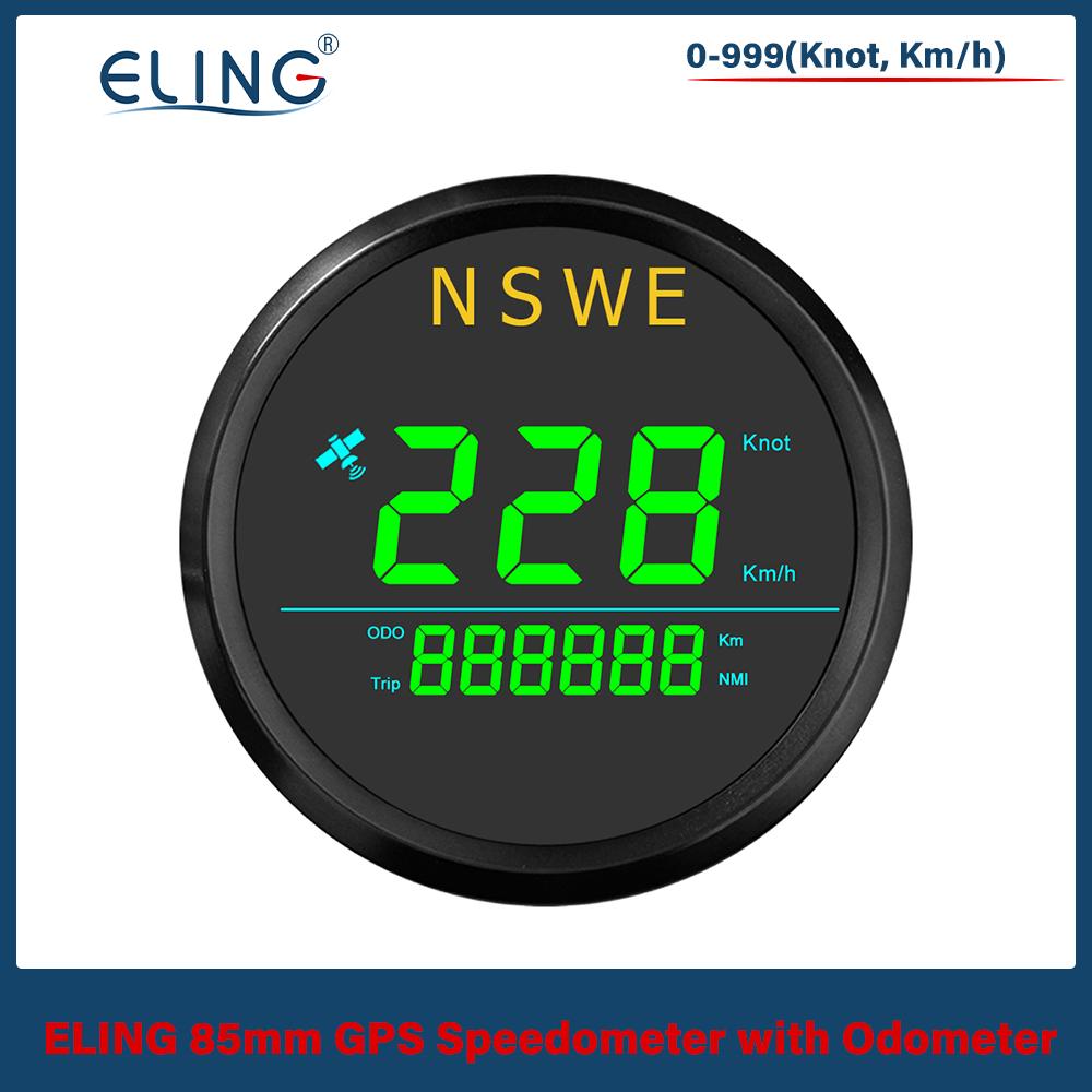 ELING Universal Marine 85mm Digital GPS Speedometer 0-999 (Knots, Km/h) with Backlight GPS Antenna for Sailboat Yacht 12V 24V
