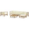 Day and Night - Day and Night Garden Furniture Set 7 Pieces Bamboo and Cream White Cushions