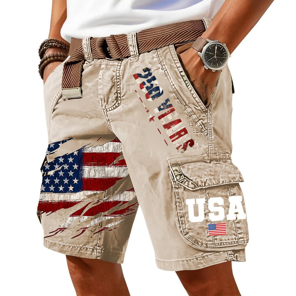 Herren Sommer Bedruckte Lässige Cargoshorts mit Mehreren Taschen