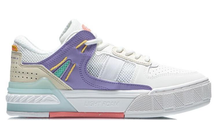 Li Ning Morning Glow Skateboard Shoes Women's Low Top Snow/Light Lotus Purple AGCR192-3