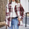 Women's Fashion Plaid Lapel Single Breasted Long Sleeved Shirt Jacket