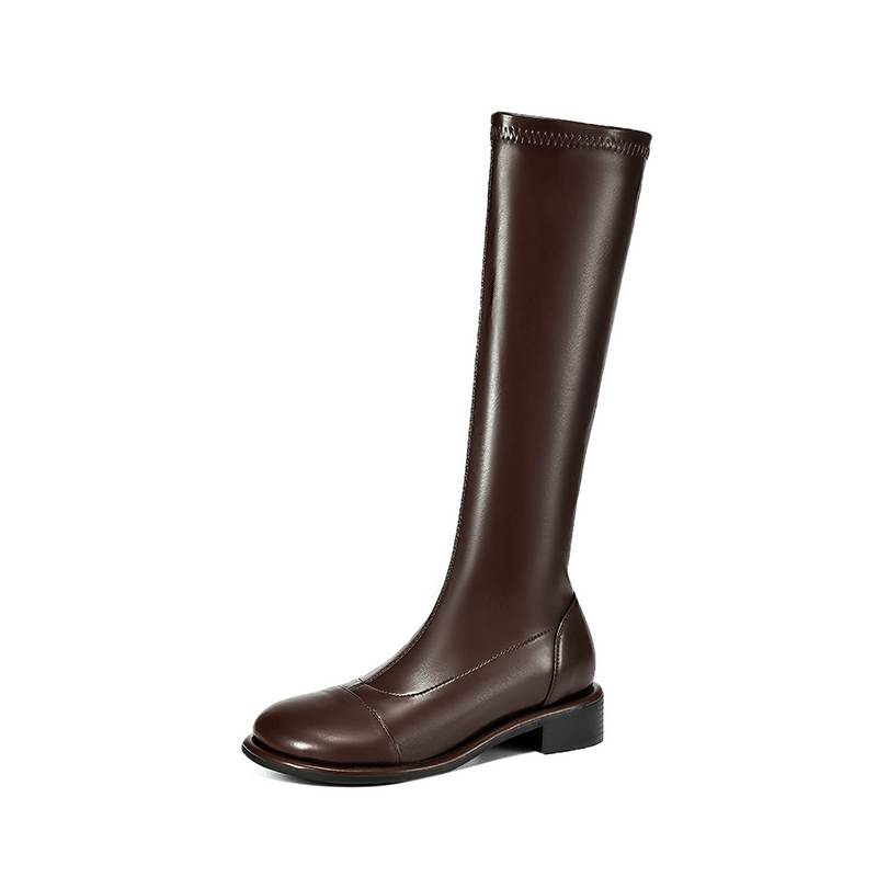 Krazing Pot Microfiber Autumn Winter Shoes Low Heels Size 43 Long Boots Half Boots Zip Thigh High Boots