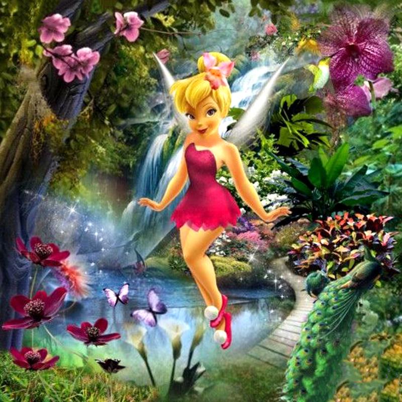 Wall//Door Art Decor Bedroom Running Cartoon Butterfly Fairy Full Drill Cinhent 5D Diamond Painting Embroidery Rhinestone Pasted DIY Cross Stitch Home Living Room 25 /× 30CM Gift