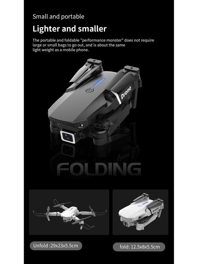 4K HD E88 Folding Drone Quadcopter with Remote Control & Camera