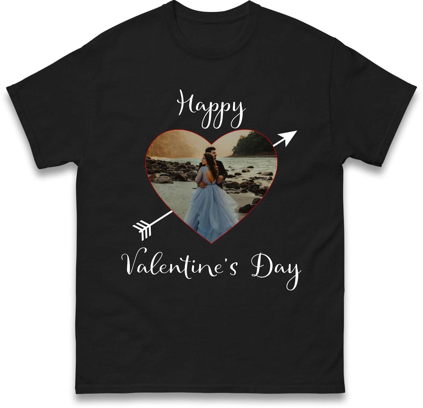 Personalised Your Image Valentine s Day T-Shirt Couple Custom Image Gift Tee Top S