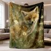 1pc Bohemian Fox & Floral Flannel Blanket Suitable for - Soft Throw Bedspread with Ultrasound Pressed Multicolor Fox Patterns, Cozy Bedding for Living