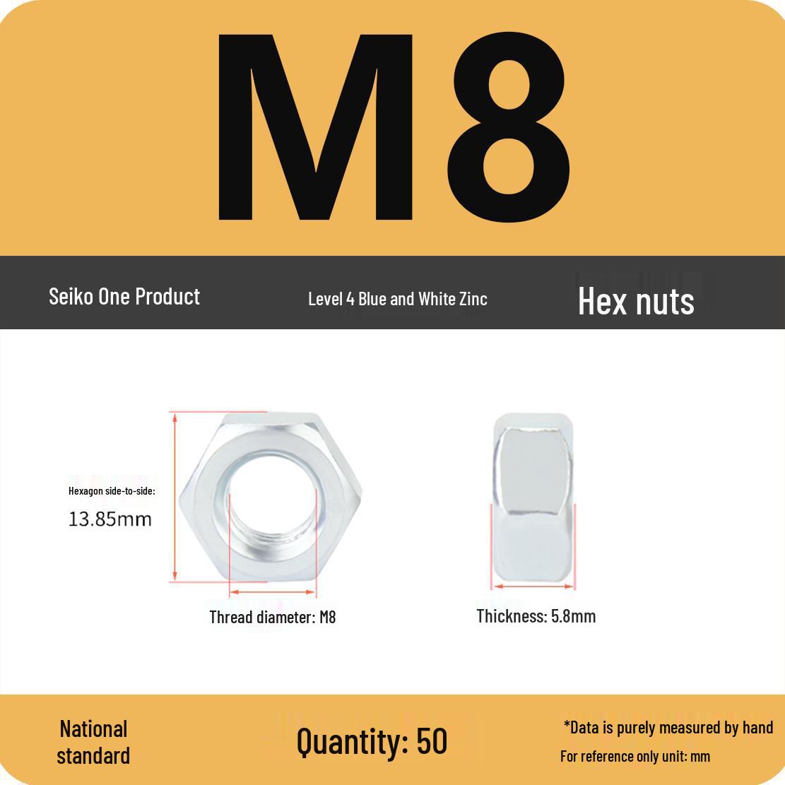Hex Nut Screw Cap, Black Galvanized & Nickel Plated, GB Grade 4.8/8.8/12.9, Iron M4/M5/M6/M8