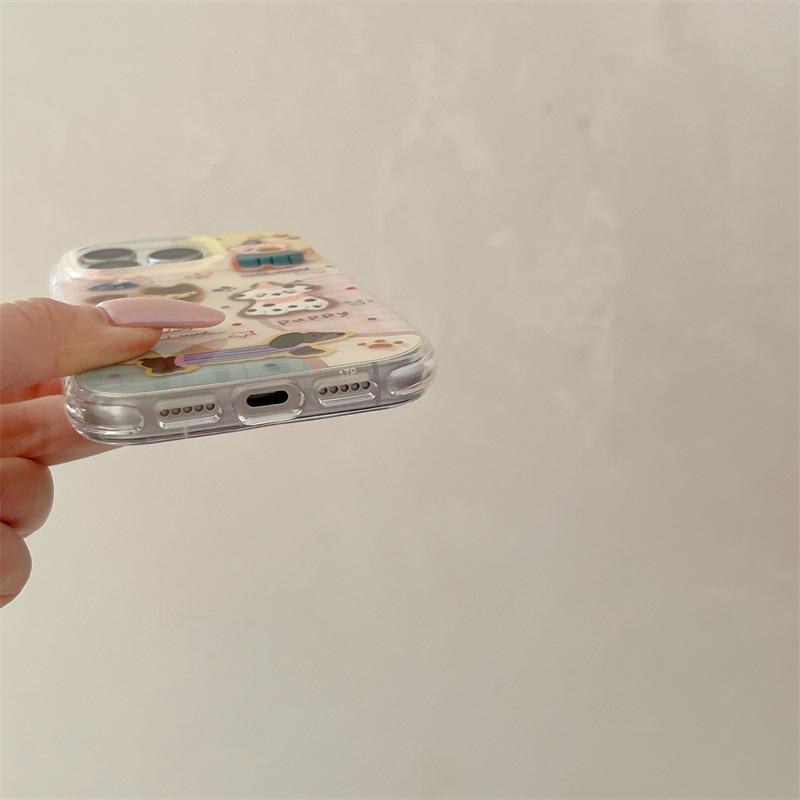 Colorful Polka Dot Puppy Case for iPhone 17/16 Pro Max/15/14 - Cute and Stylish Cover for Girls