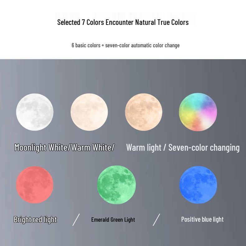 Rotating 6-Inch Multi-Color Magnetic Levitation Moon Lamp with High Brightness and Seven Colors