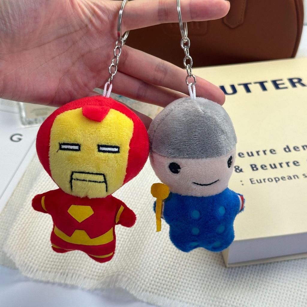 Cartoon Q Avengers Plüsch Schlüsselanhänger: Captain America, Spider-Man, Iron Man