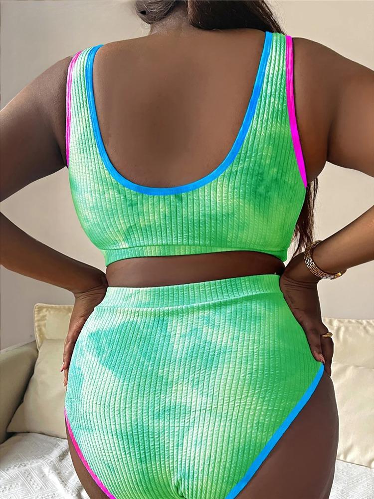 0XL - 4XL Novo Biquíni Tie Dye Tamanho Grande Maiô Plus Size Feminino Maiô Feminino Conjunto de Biquíni de Duas Peças Maiô