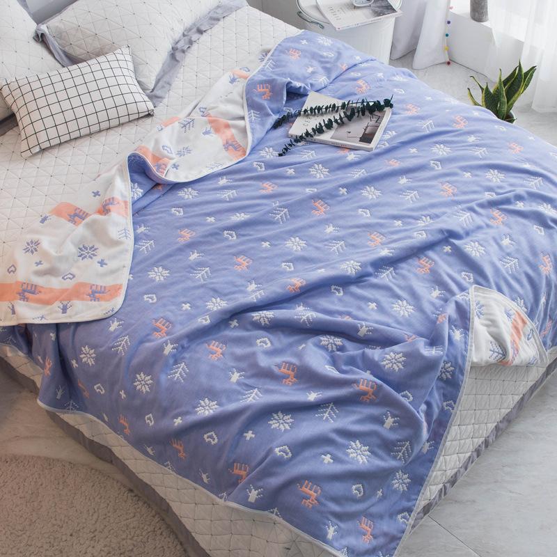 The New Cotton Six-layer Gauze Towel Quilt Is A Single Double Air Conditioning Blanket, A Cotton Sofa Towel, A Four-season Lunch Break Blanket