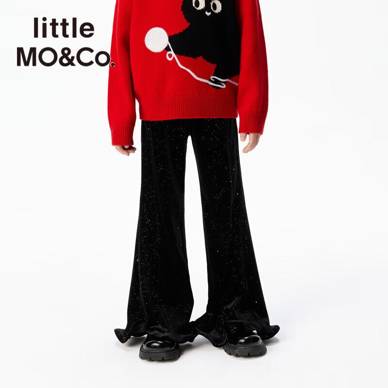 

Little MO&Co. Girls Shimmer Velvet Ruffle Flared Pants 130