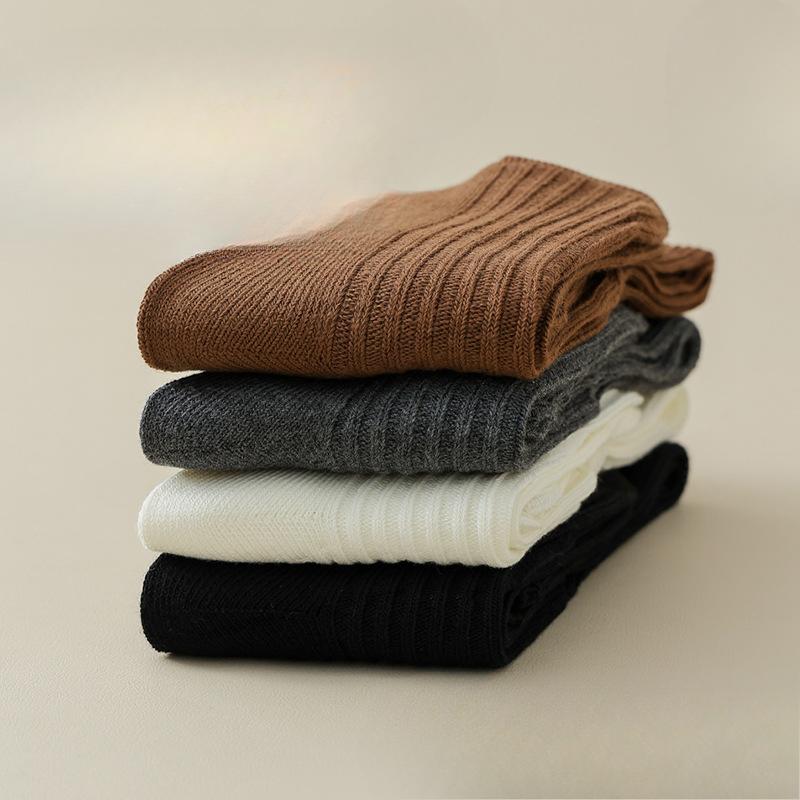 White Pile Socks for Women, Spring and Autumn Cotton Socks, Calf Socks, Summer Thin Mid-calf Socks, Paired with Small Leather Shoes To Shape The Legs