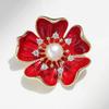 Bo Xin Yun Elegant Red Five-Petal Flower Freshwater Pearl Brooch