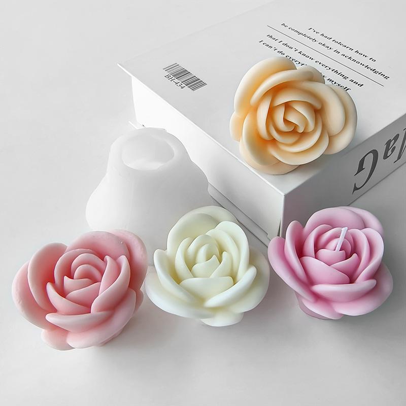 3D Rose Flowers Silicone Mold DIY Aroma Candle Plaster Resin Ornaments Mould Handmade Soap Candle Making Supplies