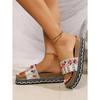 Fashionable Vintage Ethnic Diamond-Face Chunky-Sole Slippers Large Size Outdoor Beach Cork Slippers