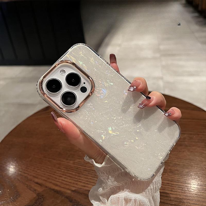 Glitter Powder Shell Pattern Suitable for IPhone17 Mobile Phone Case Apple 16promax High End Large Hole Anti Fall Protection Case