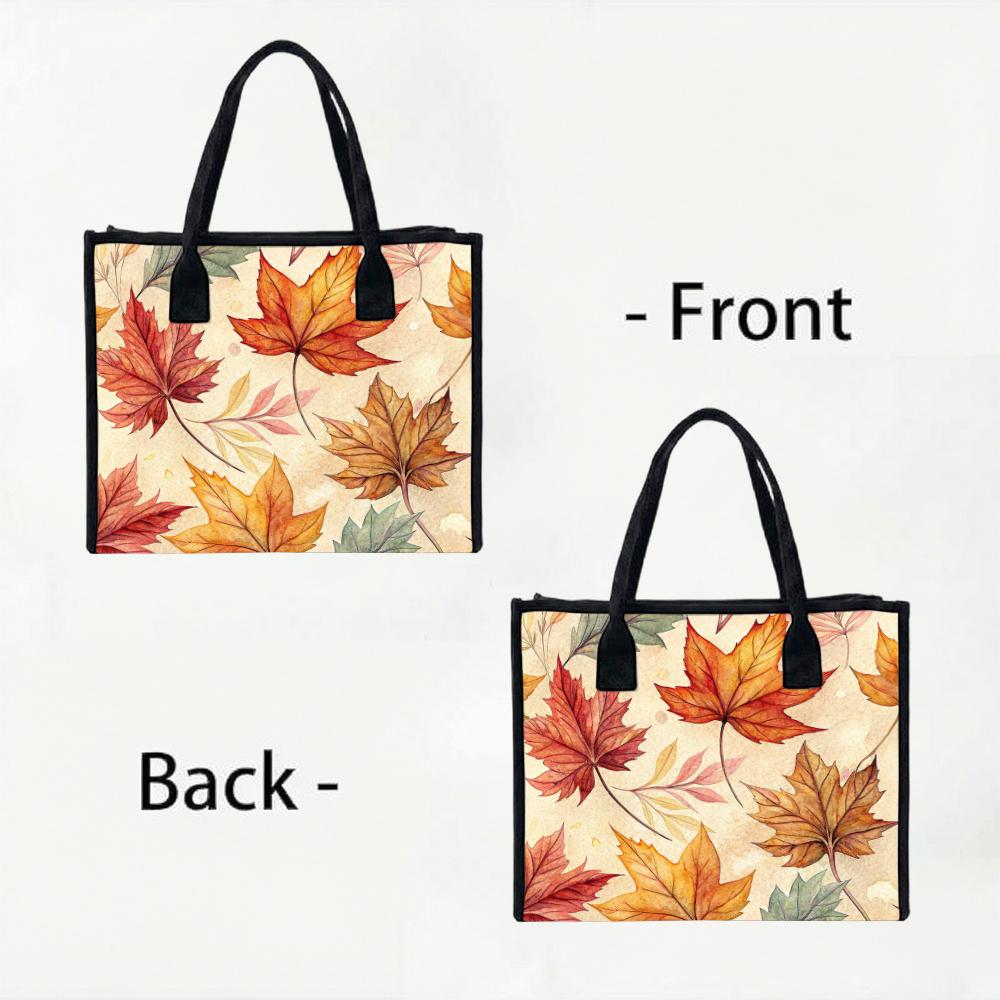 Fall Maple Leaf Print Tote Bag Fashion Large Capacity Portable Casual Daily Shoulder Handbag