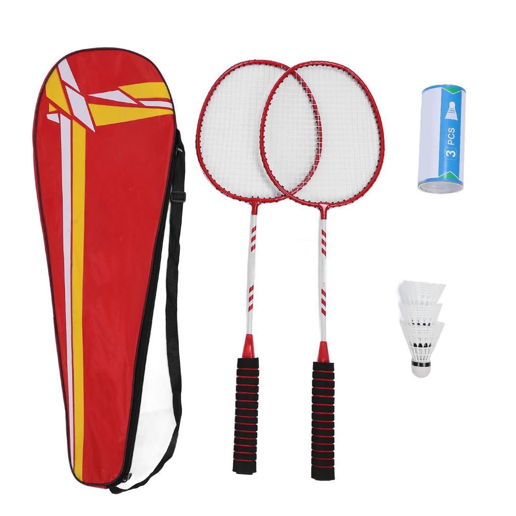 2PCS Badminton Rackets for Adults Teens Iron Alloy Anti Slip Badminton Rackets Set with Nylon Shuttl