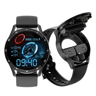 Ecran tactil Ceas inteligent Tracker fitness Ceas de mână 2 în 1 Căști fără fir Căști Sport Muzică Smartwatch