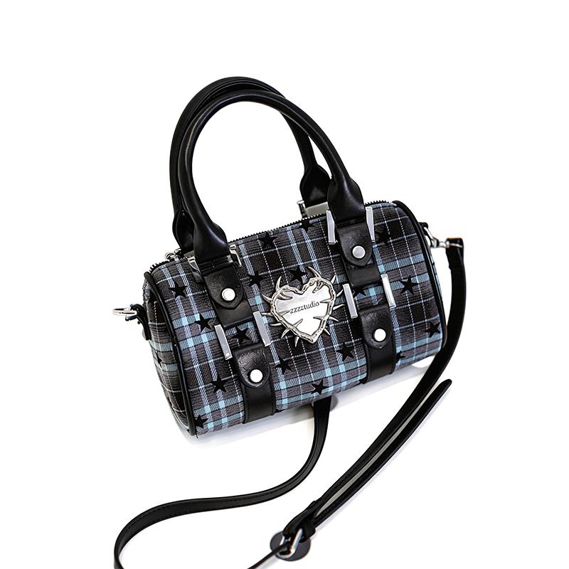 

Fashion Y2k Shoulder Bag, Flap-style Underarm Bag Preppy Style Women s Handbag Plaid Pattern Star Decor Large Bowling Bag