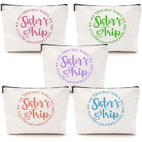 3Pcs Girls Trip Gifts Girls Weekend 2025 Makeup Bag Sisters Trip Gifts Favors Summer Gifts Cosmetic Bag Toiletry Bag Zipper Pouch Weekender Bags for