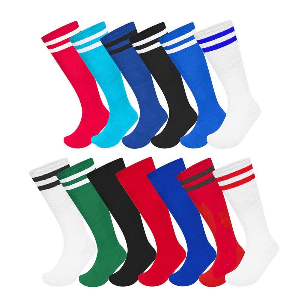 Floso Men's Striped Knee Length Football Socks (Pack of 3)