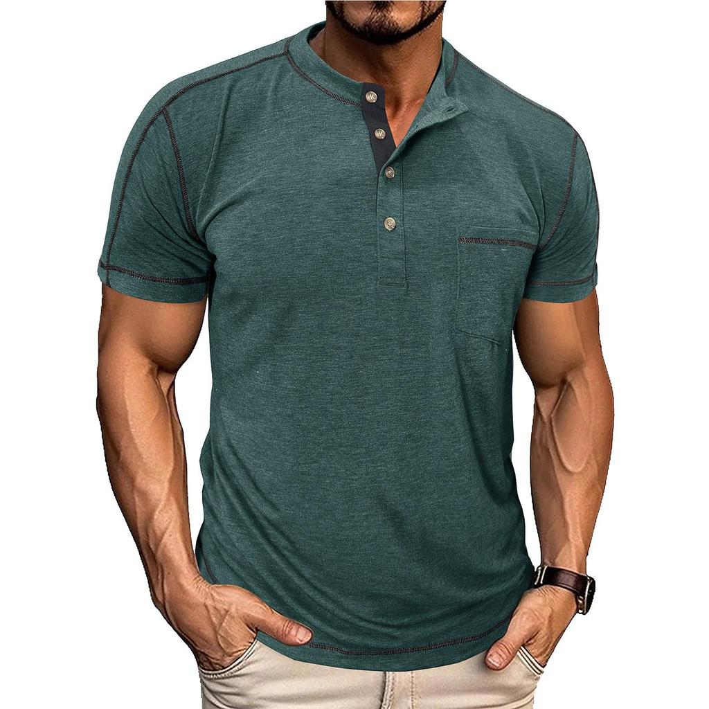 Men's Casual Color-block Sports T-shirt - Men's Round-neck Short-sleeved Top