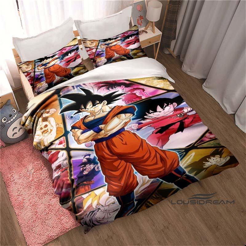 New 2026 3D Printed DRAGON BALL Bedding Set – Duvet Cover and Pillowcases Feature Adorable Cartoon Designs.