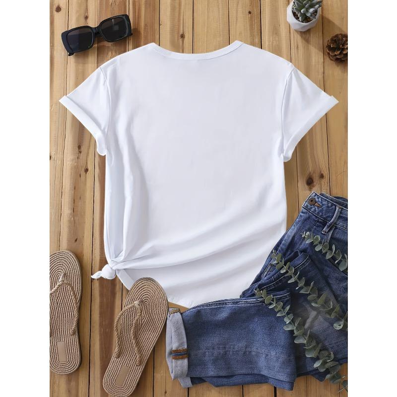Women's Funny "Check Out My Six Pack" Donut Print Loose Casual Summer T-Shirt