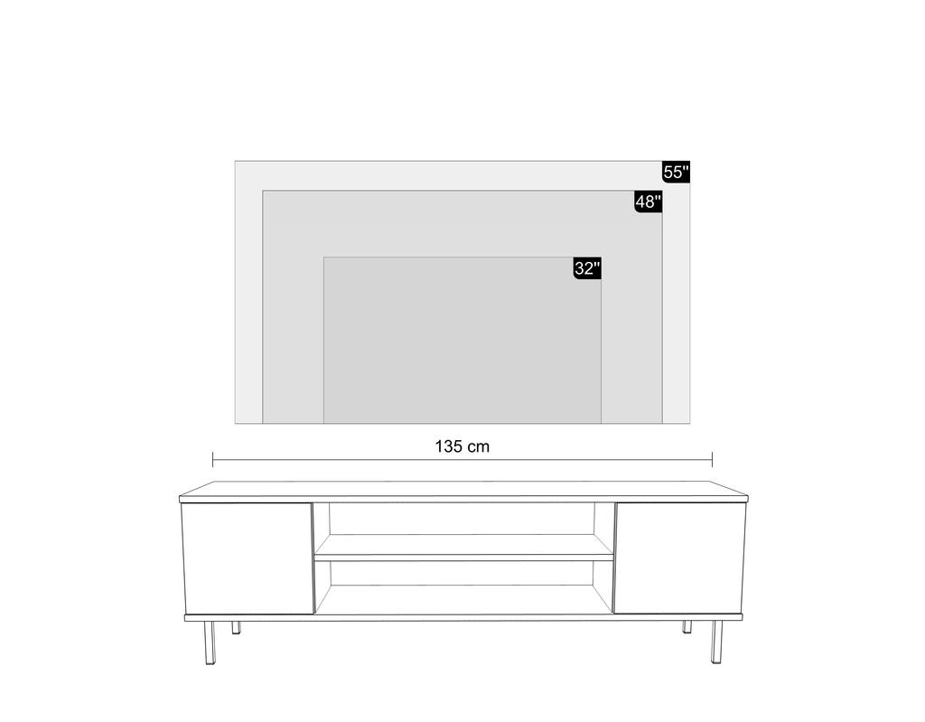 Focus Cashmere RTV Cabinet 135 Cm - Black Legs