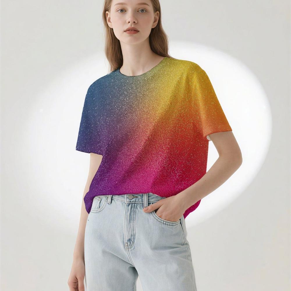 

Printed round neck T-shirt, spring and summer casual short-sleeved tops, women s summer clothing, 5XL