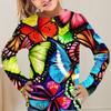 Spring and Autumn Round Neck Butterfly Pattern 3D Printed Top Fashionable Casual Long Sleeved Children's Girl T-shirts
