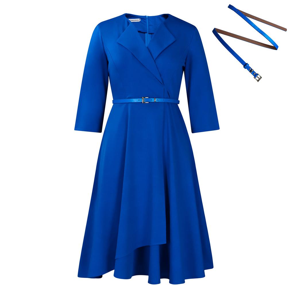 D women's clothing autumn and winter new fashion V-neck solid color large skirt high waist African dress