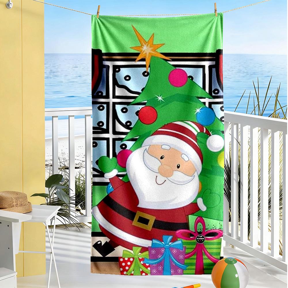 Christmas Beach Towel Super Soft Microfiber Quickdry Fabric Comfortable Lightweight