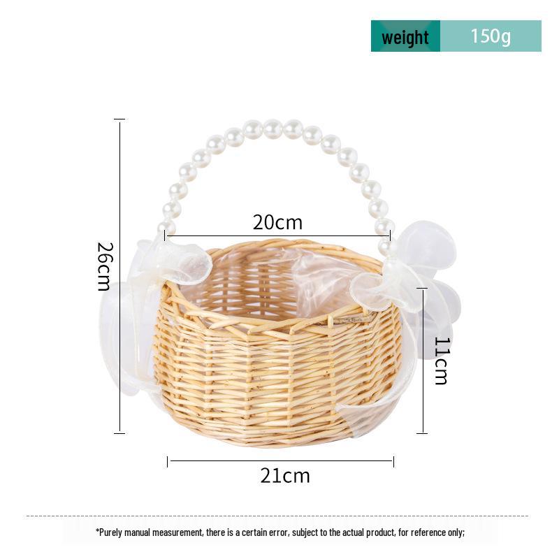 Willow Woven Princess Handbag: Floral Basket, Wedding Gift, and Pastoral Flower Arrangement Souvenir
